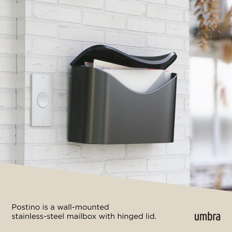 Umbra Postino Wall-Mount Mailbox, Black - Image 4